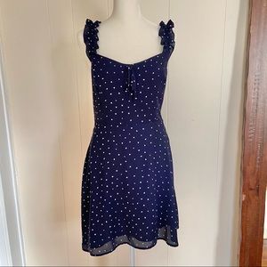 ARITZIA Sunday Best Heart Print Ruffled Strap Bow Mini Dress Size 8